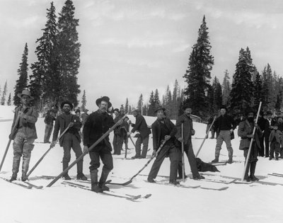 Una brigada de esquí de Detroit Publishing Co.